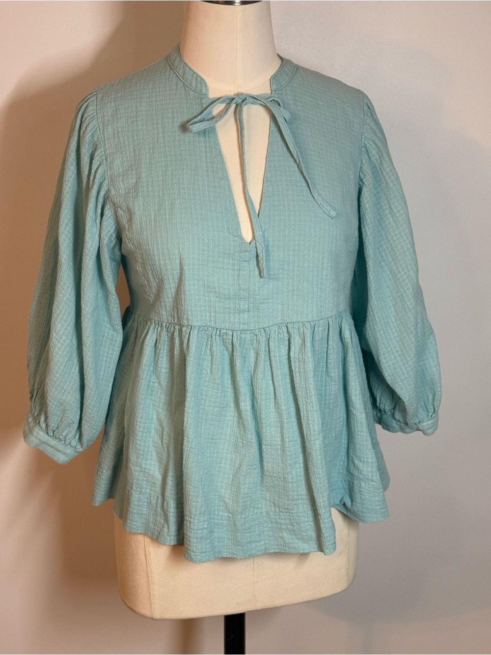 Dear John Seafoam Tie-Neck Peplum Tunic